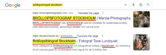 keyword on title
